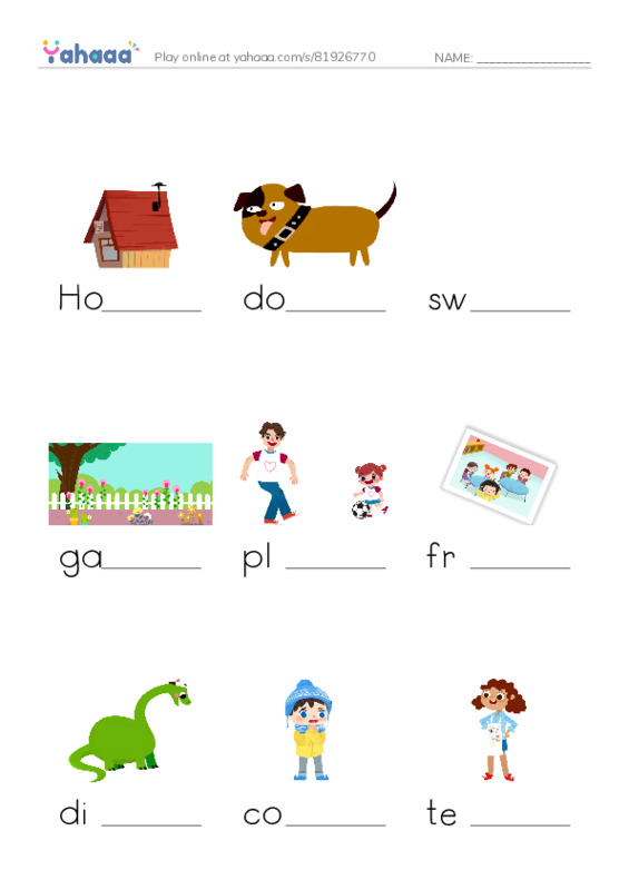 Finish the word worksheet for Before time