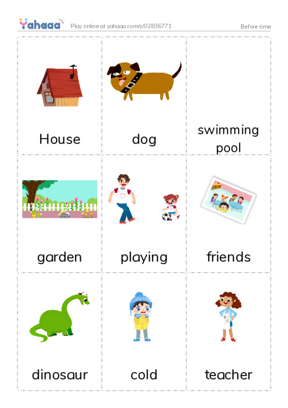 Picture flashcards worksheet for Before time