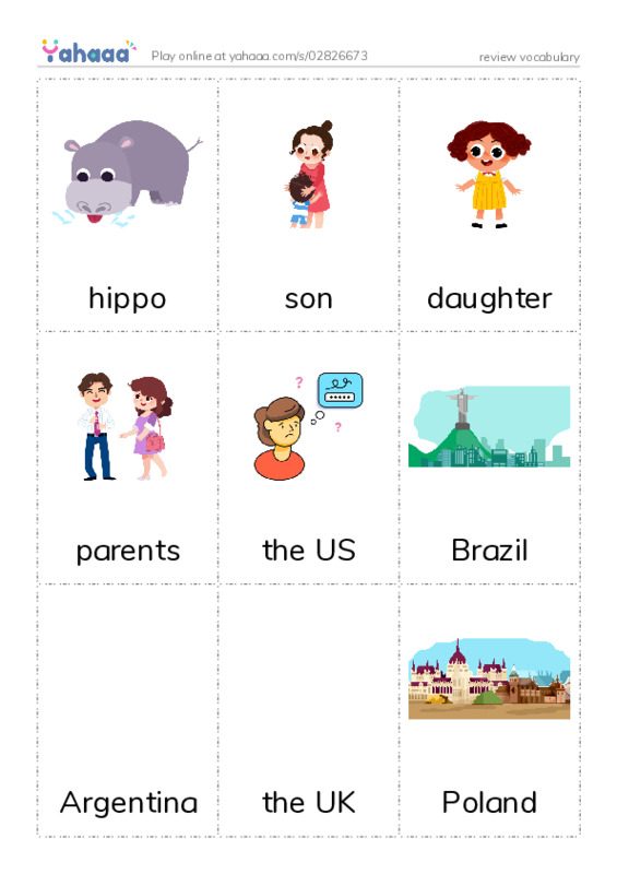 Picture flashcards worksheet for review vocabulary
