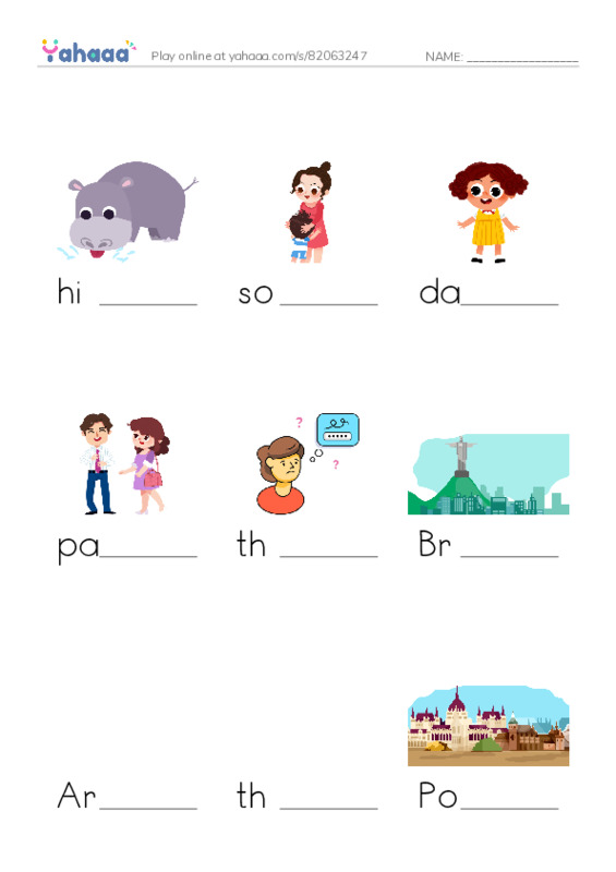 Finish the word worksheet for review vocabulary