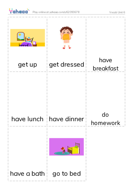 Picture flashcards worksheet for Vocab Unit 6
