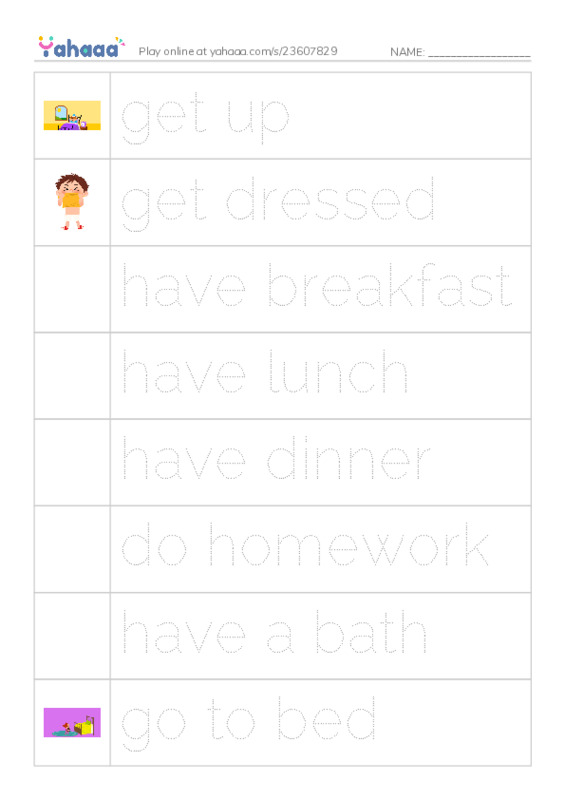 Picture and word rows worksheet for Vocab Unit 6