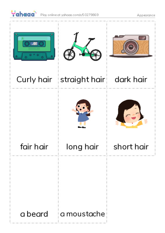 Picture flashcards worksheet for Appearance