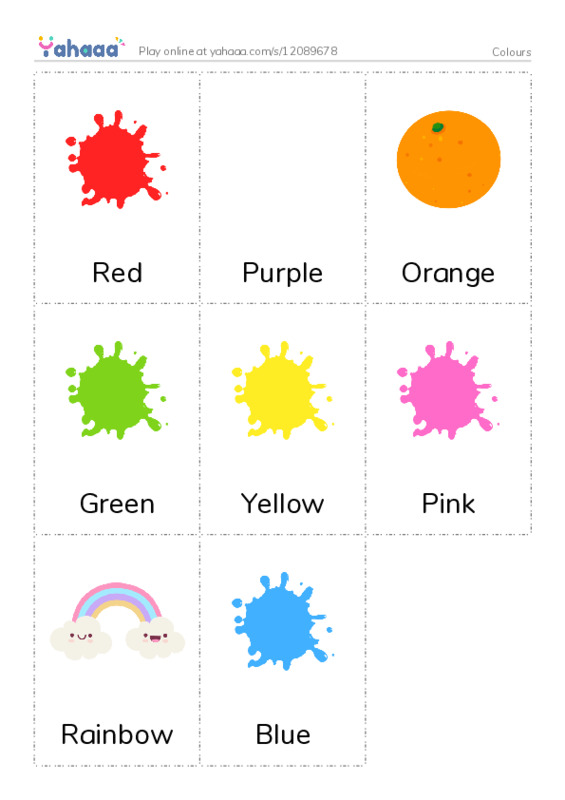 Picture flashcards worksheet for Colours