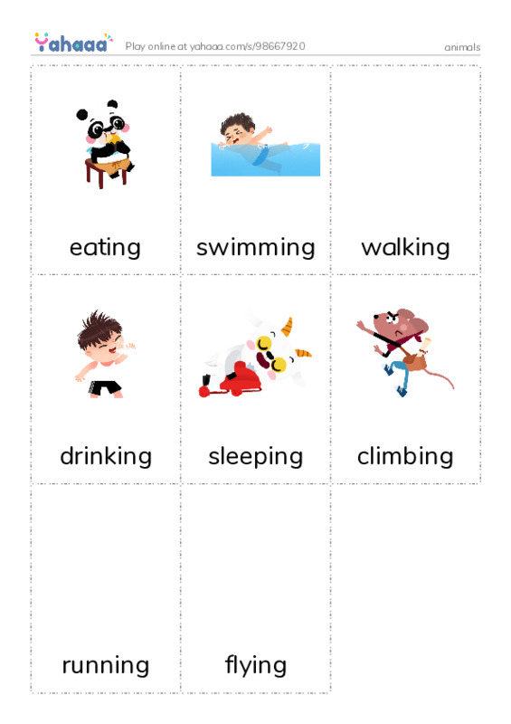 Picture flashcards worksheet for animals