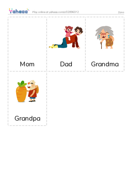 Picture flashcards worksheet for Zano