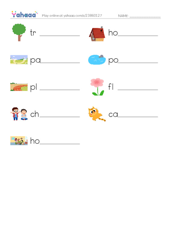 Write the word rows worksheet for Polly Gets Out