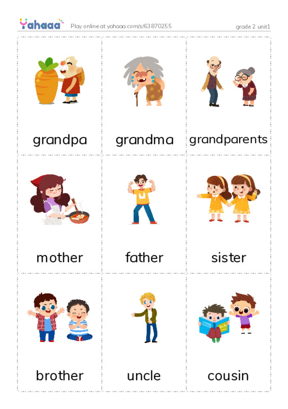 Picture flashcards worksheet for grade 2 unit1
