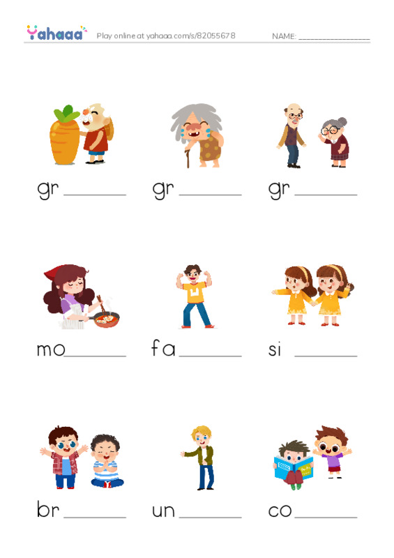 Finish the word worksheet for grade 2 unit1
