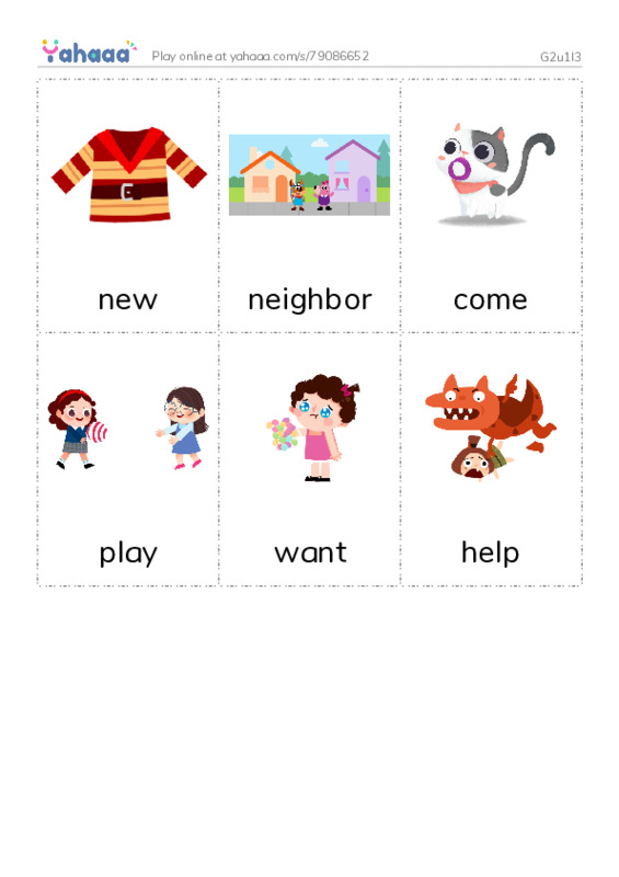 Picture flashcards worksheet for G2u1l3