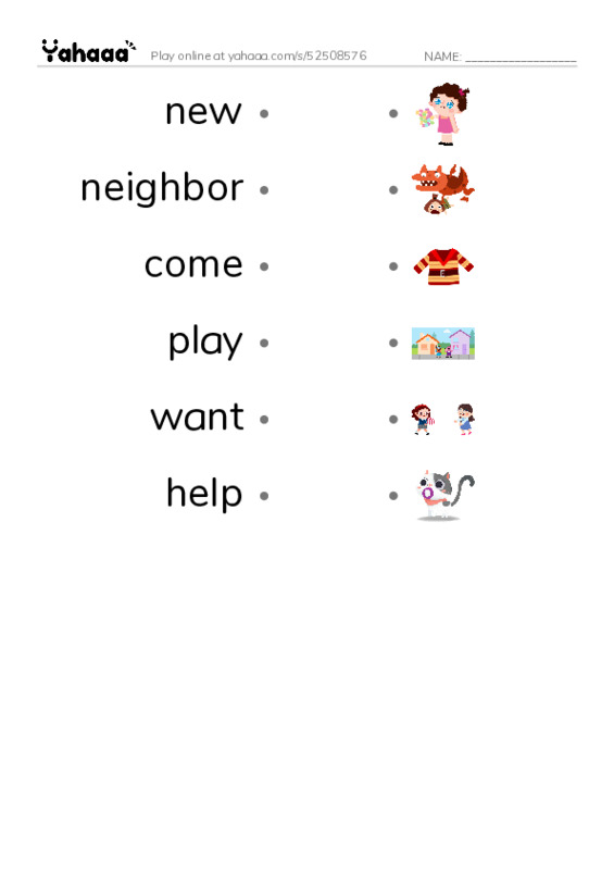 Draw a line to match worksheet for G2u1l3