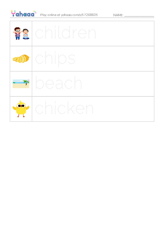 Picture and word rows worksheet for G2u1l4