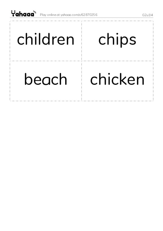 Word flashcards worksheet for G2u1l4