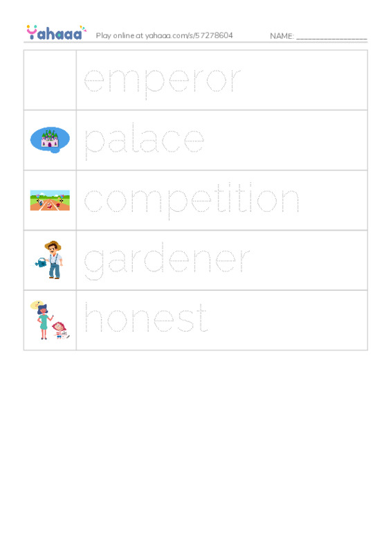 Picture and word rows worksheet for G4u1l3