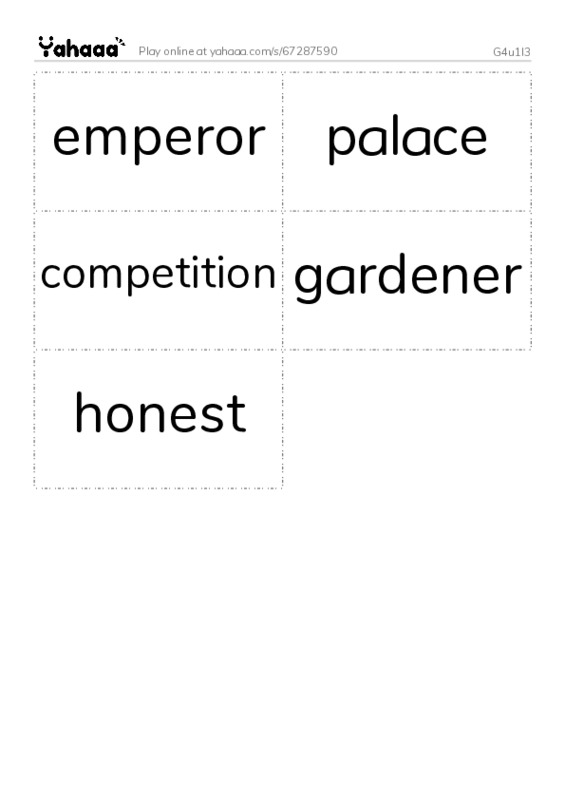 Word flashcards worksheet for G4u1l3