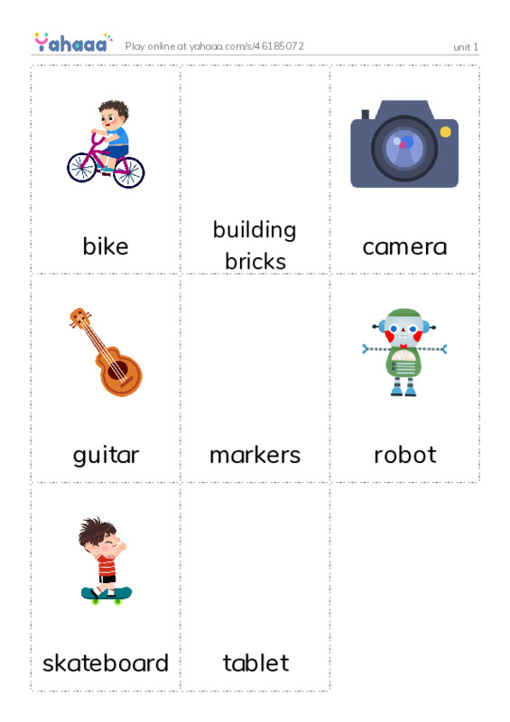 Picture flashcards worksheet for unit 1