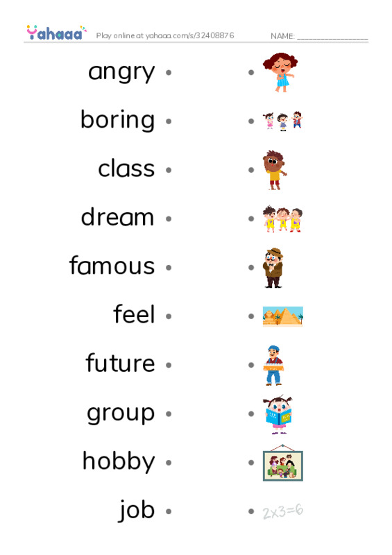 Draw a line to match worksheet for 1000 words book 2 unit 1