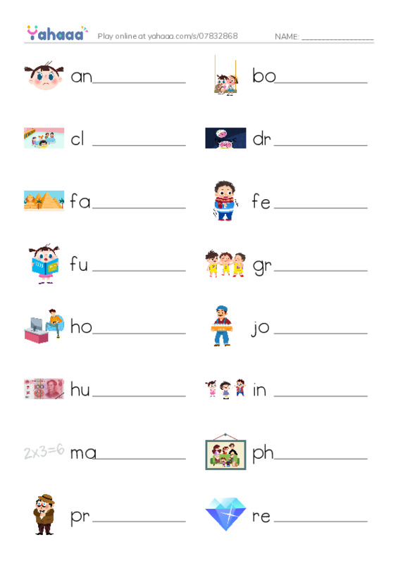 Write the word rows worksheet for 1000 words book 2 unit 1