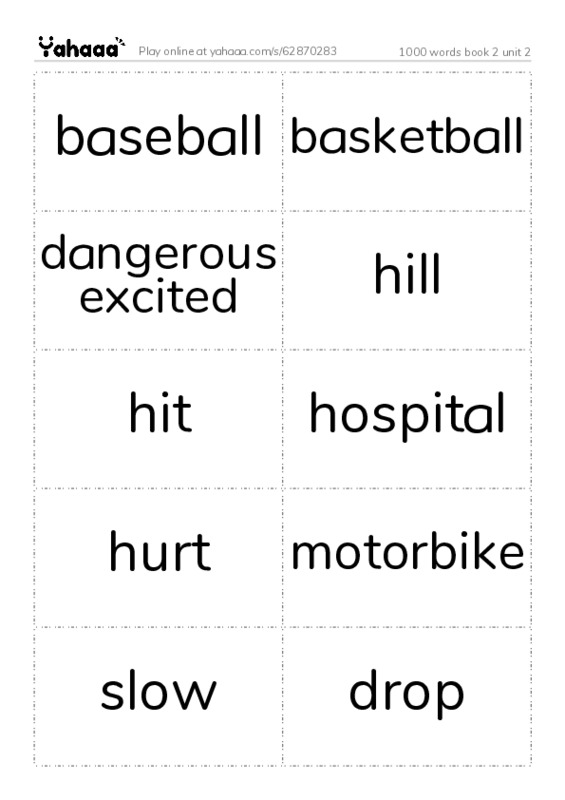 Word flashcards worksheet for 1000 words book 2 unit 2