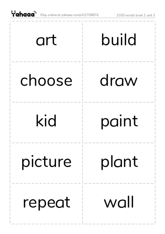 Word flashcards worksheet for 1000 words book 2 unit 3