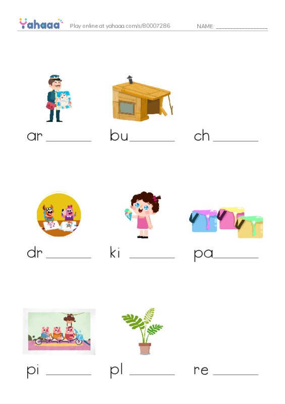 Finish the word worksheet for 1000 words book 2 unit 3