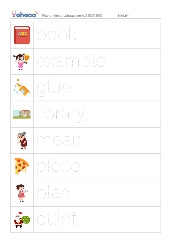 Picture and word rows worksheet for 1000 words book 2 unit 4