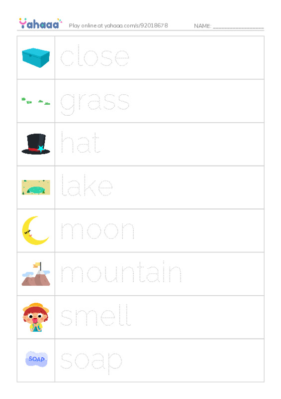 Picture and word rows worksheet for 1000 words book 2 unit 5
