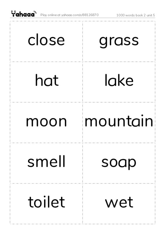 Word flashcards worksheet for 1000 words book 2 unit 5