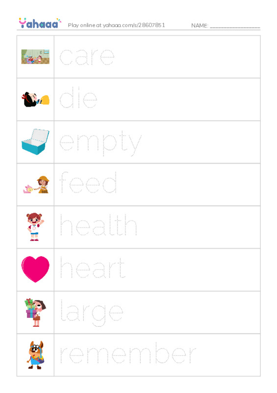 Picture and word rows worksheet for 1000 words book 2 unit 6