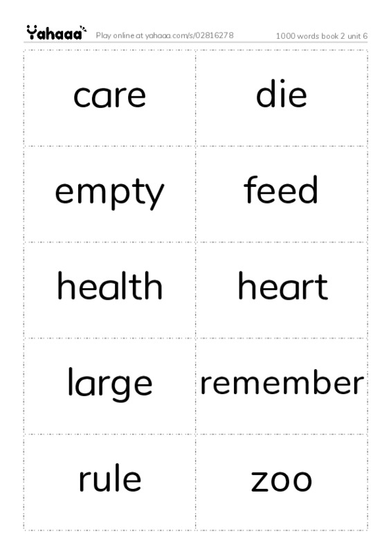 Word flashcards worksheet for 1000 words book 2 unit 6