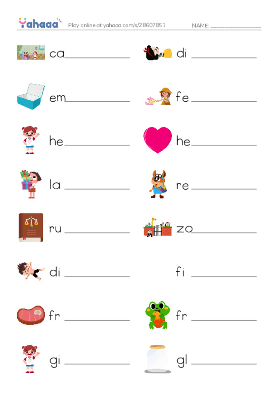 Write the word rows worksheet for 1000 words book 2 unit 6
