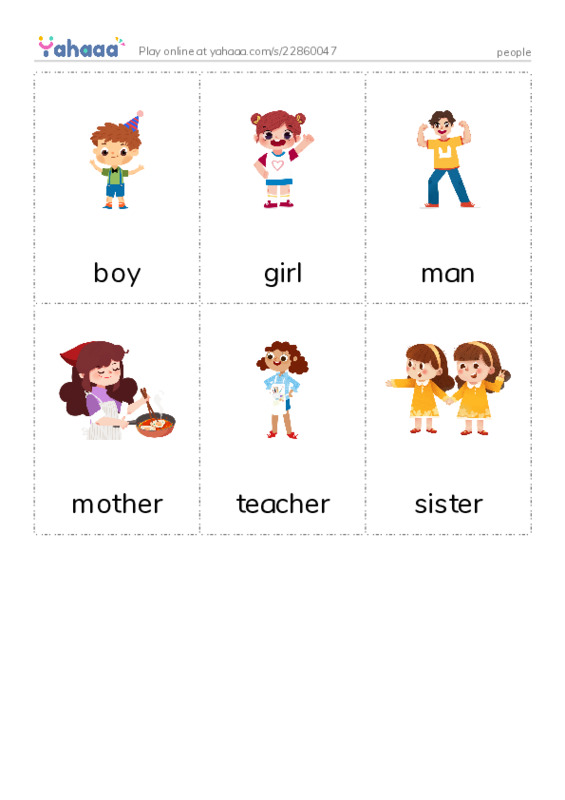 Picture flashcards worksheet for people