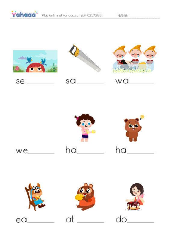Finish the word worksheet for Past words
