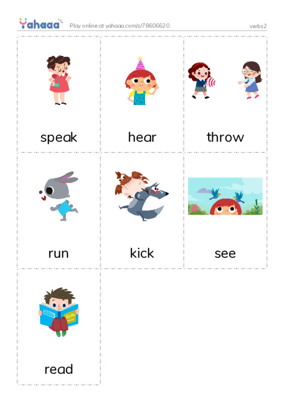 Picture flashcards worksheet for verbs2