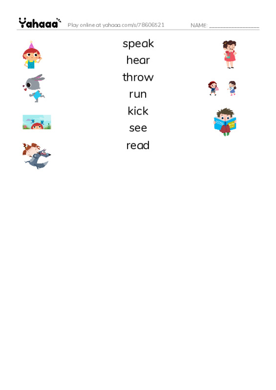 Match both sides worksheet for verbs2