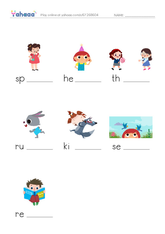 Finish the word worksheet for verbs2
