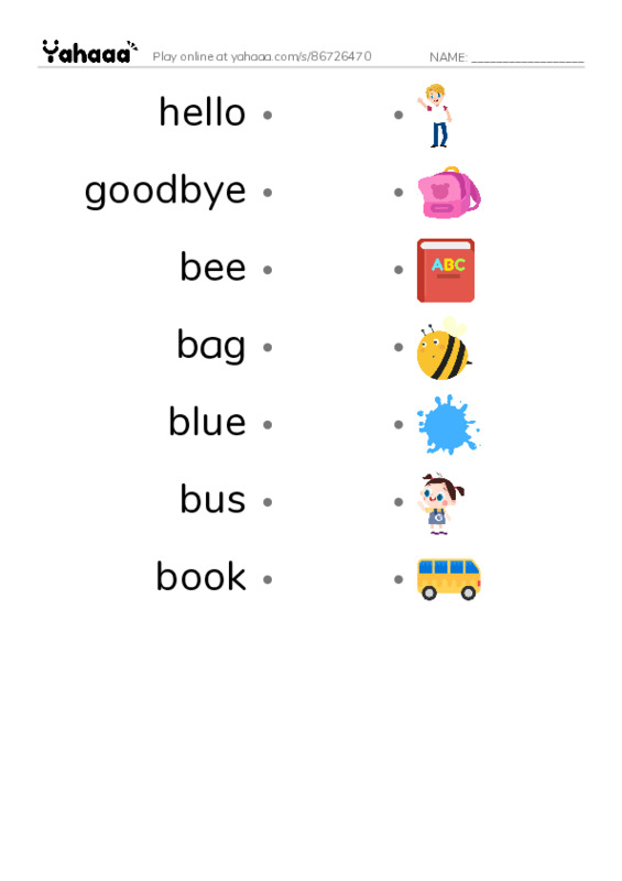 Draw a line to match worksheet for G1 u1