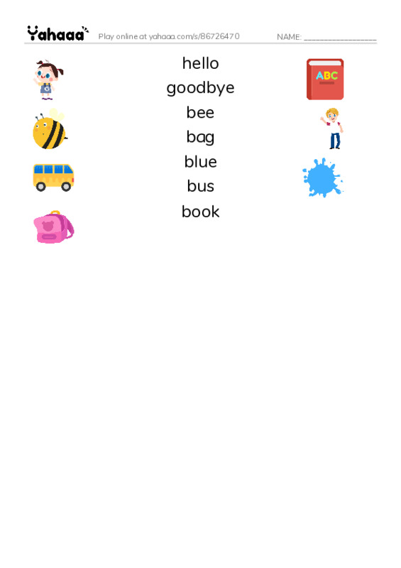 Match both sides worksheet for G1 u1