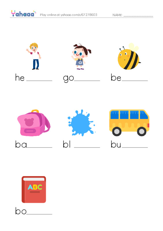 Finish the word worksheet for G1 u1