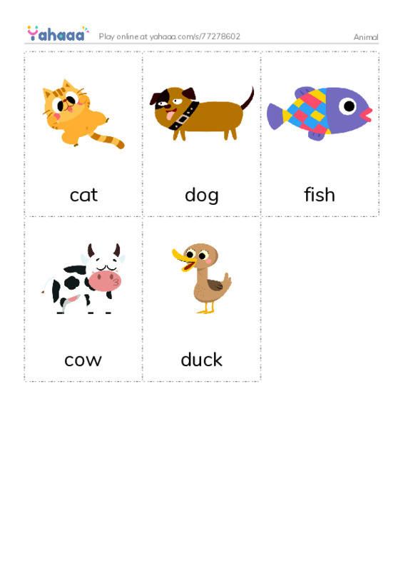 Picture flashcards worksheet for Animal