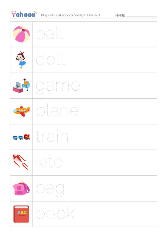 Picture and word rows worksheet for IMG 1