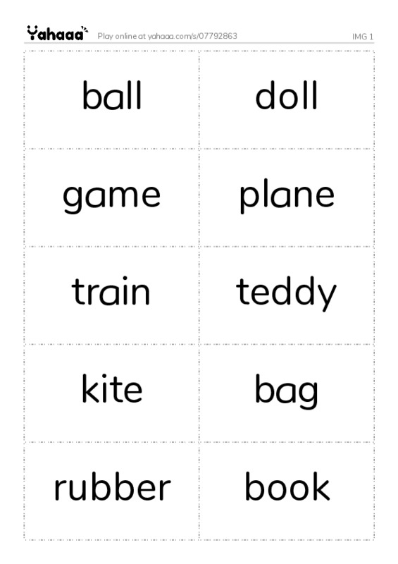 Word flashcards worksheet for IMG 1