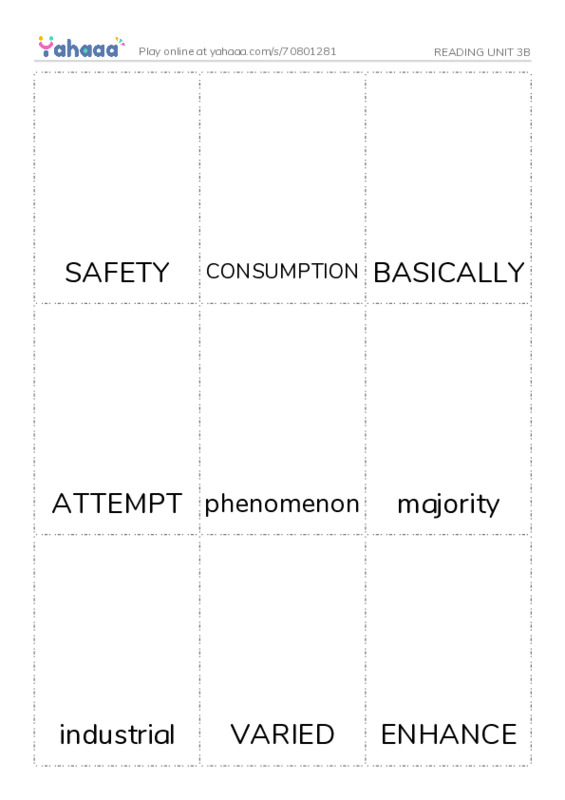 Picture flashcards worksheet for READING UNIT 3B