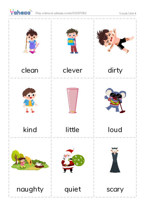 Picture flashcards worksheet for Vocab Unit 4