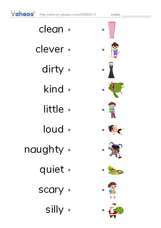 Draw a line to match worksheet for Vocab Unit 4