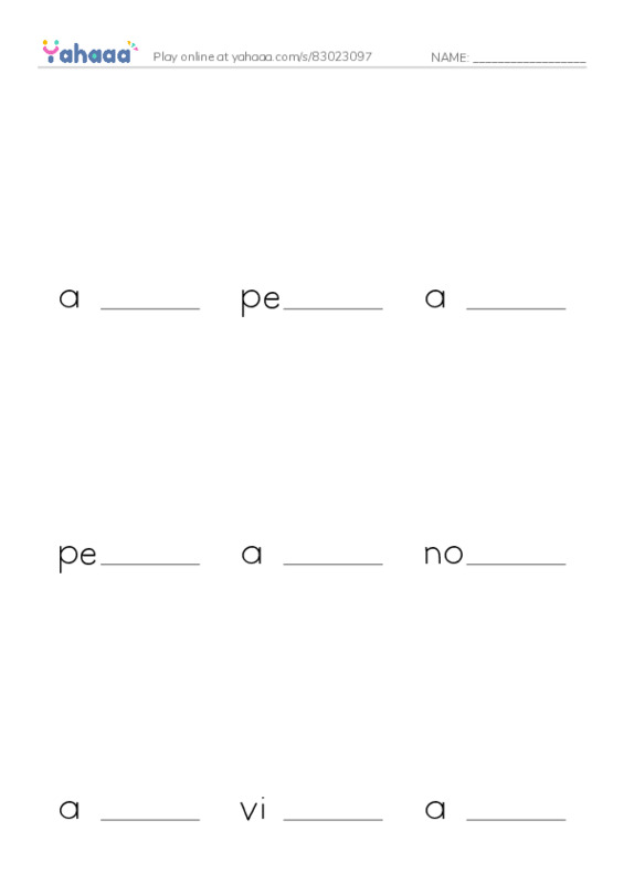 Finish the word worksheet for at the store