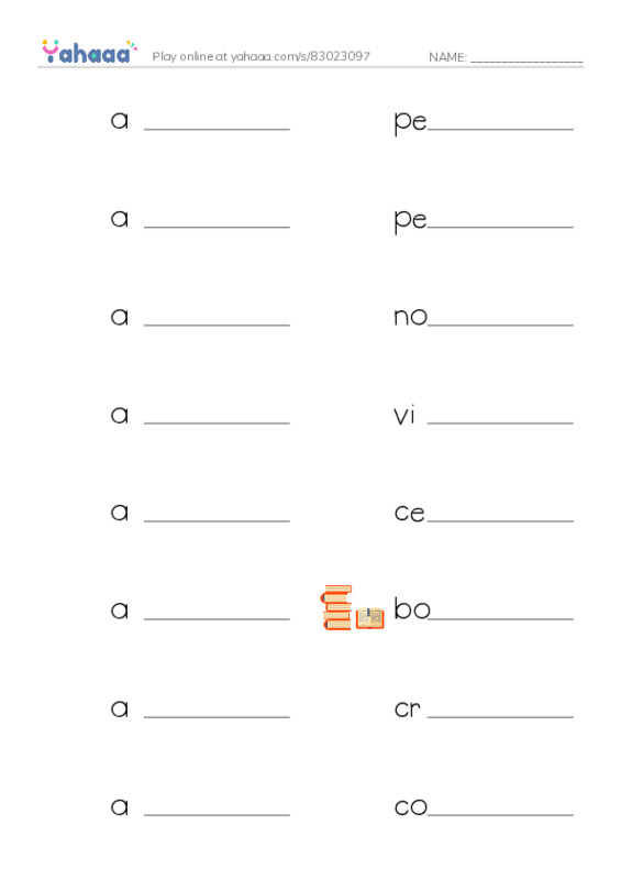Write the word rows worksheet for at the store