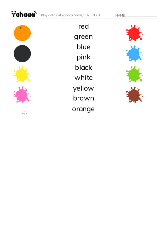 Match both sides worksheet for red, green, blue and 7 more
