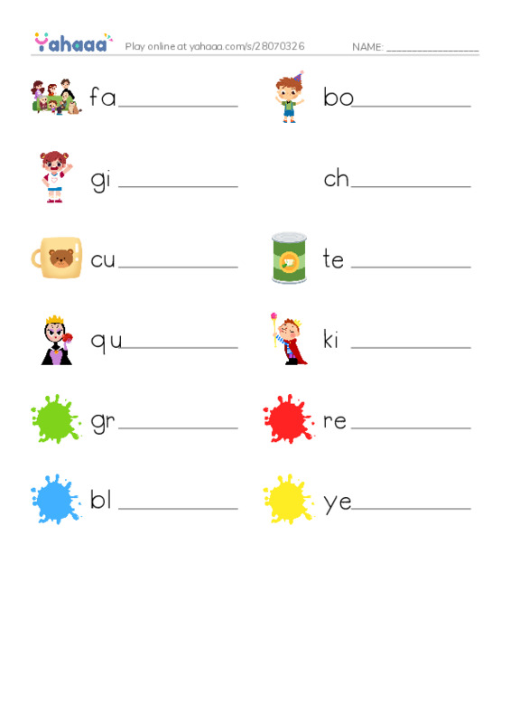 Spotlight starter PDF worksheet writing row