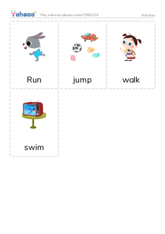 Picture flashcards worksheet for Activities